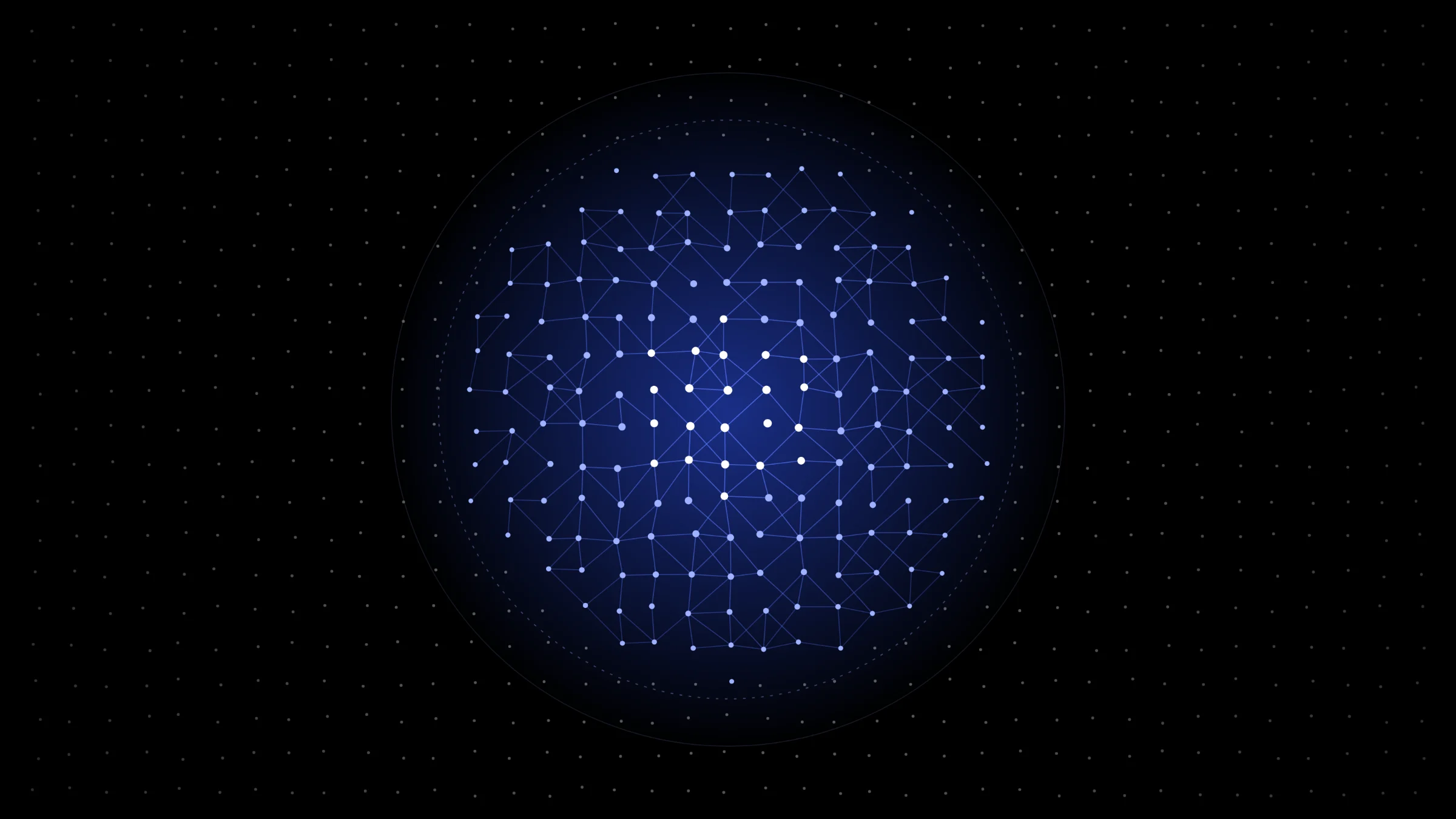 Abstract network of connected points forming a glowing sphere, illustrating emergent behaviour in AI systems